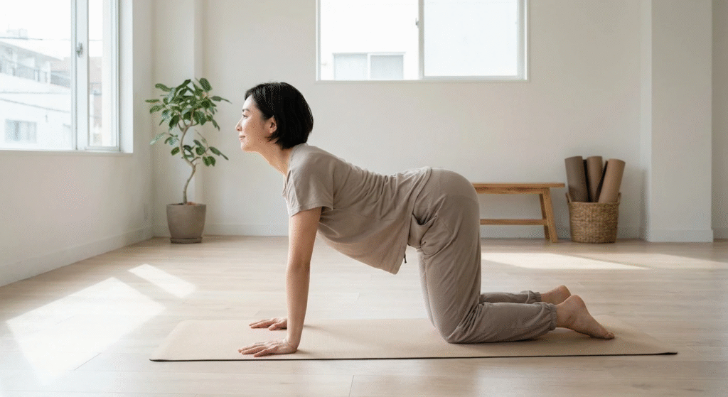 برای درمان کمر می بایست از حرکت گربه شتر - یا دیگر حرکات اصلاحی کمردرد استفاده کرد